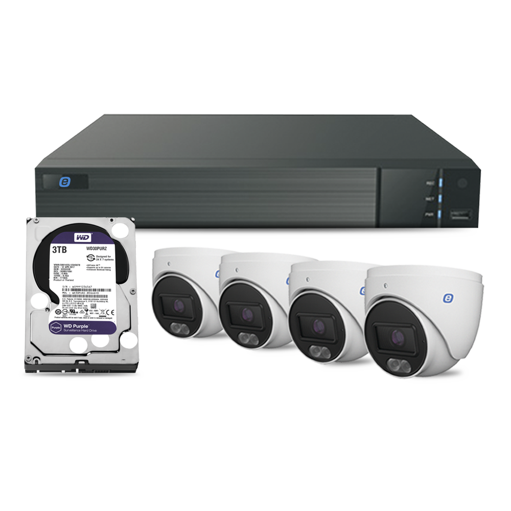 e XEKITC244GEN3 IP KIT / NVR 4 Channels / 4 Turret Cameras C