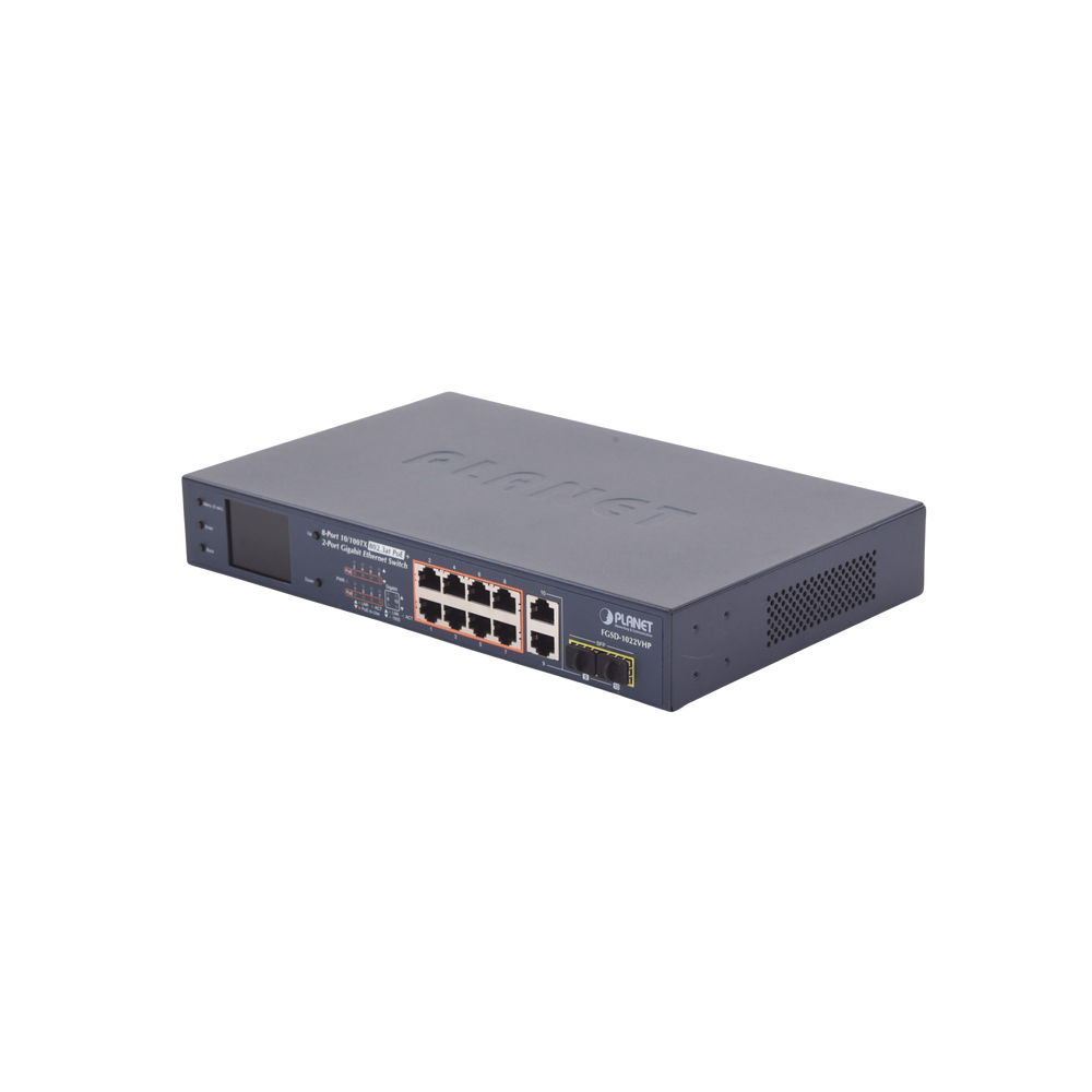 PLANET FGSD1022VHP 8-Port 10/100TX 802.3at PoE  2-Port Gigab