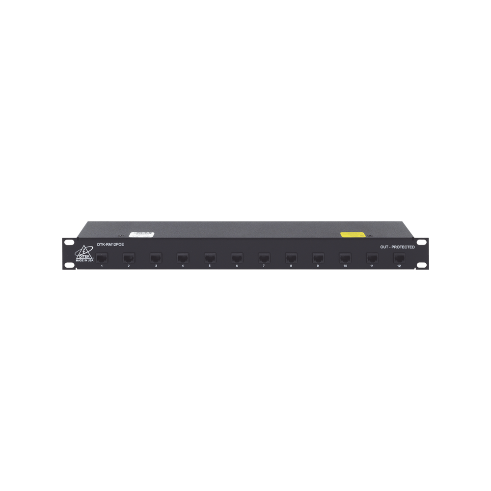 DITEK DTKRM12POE 12-Port 1U Rack-mount PoE Surge Protector