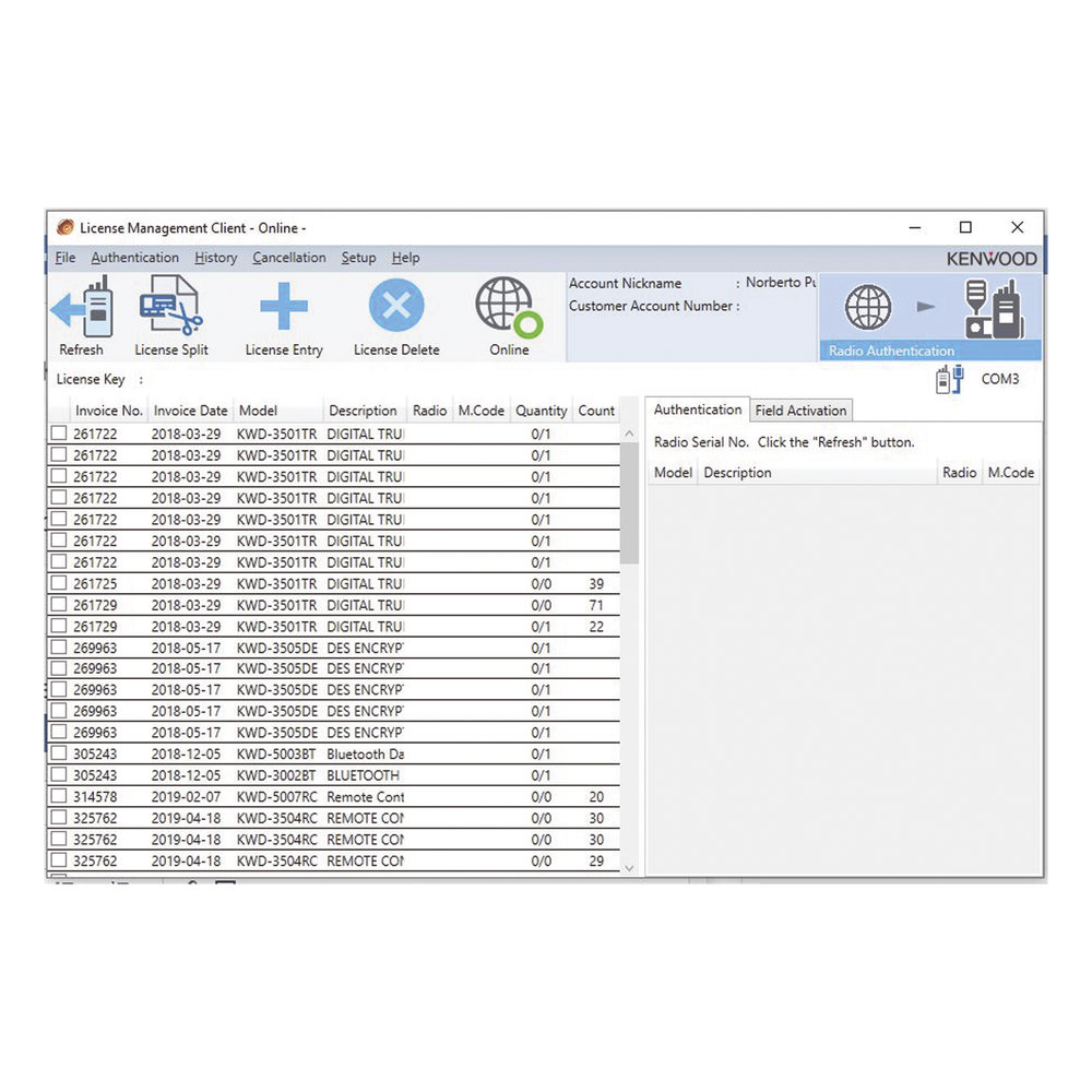 KENWOOD L5000 Account registration of licenses for KPT-300