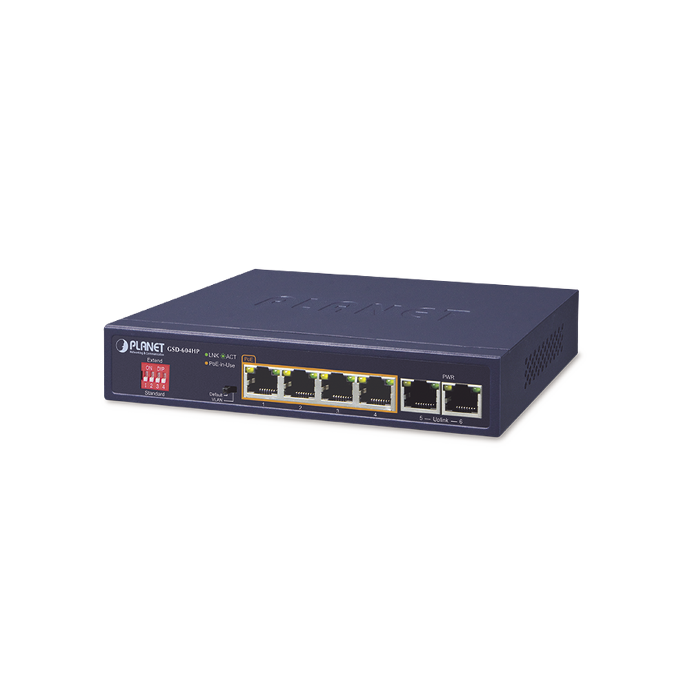 PLANET GSD604HP Desktop Switch Unmanaged 4-Port 10/100/1000T