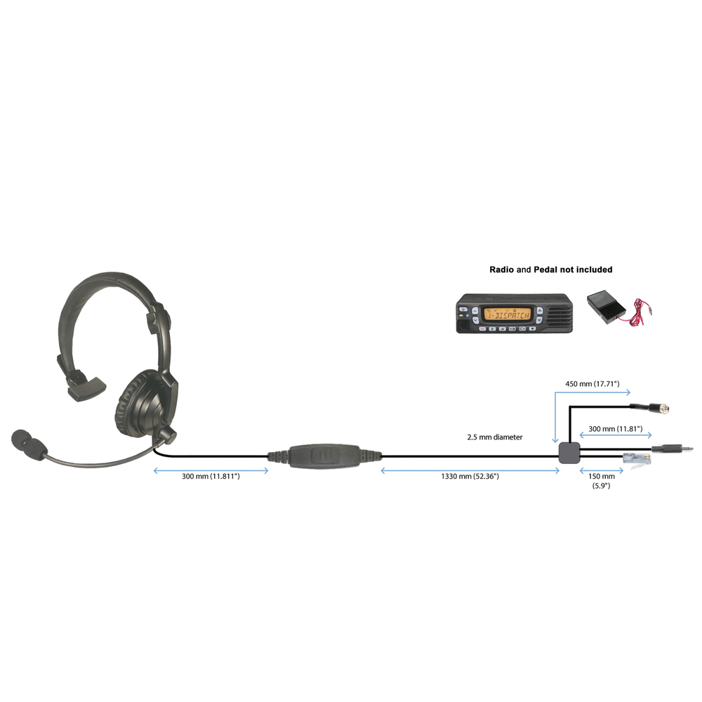 PRYME HLPSNLM00J Lightweight Padded Headset for Icom Mobile