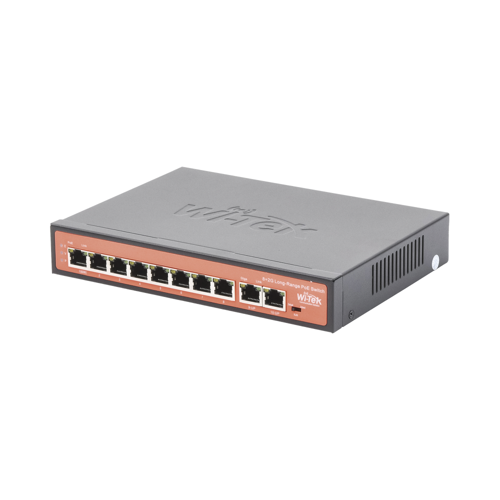 WI-TEK WIPS210G Long-Range PoE (802.3af/at/bt) Switch with 8