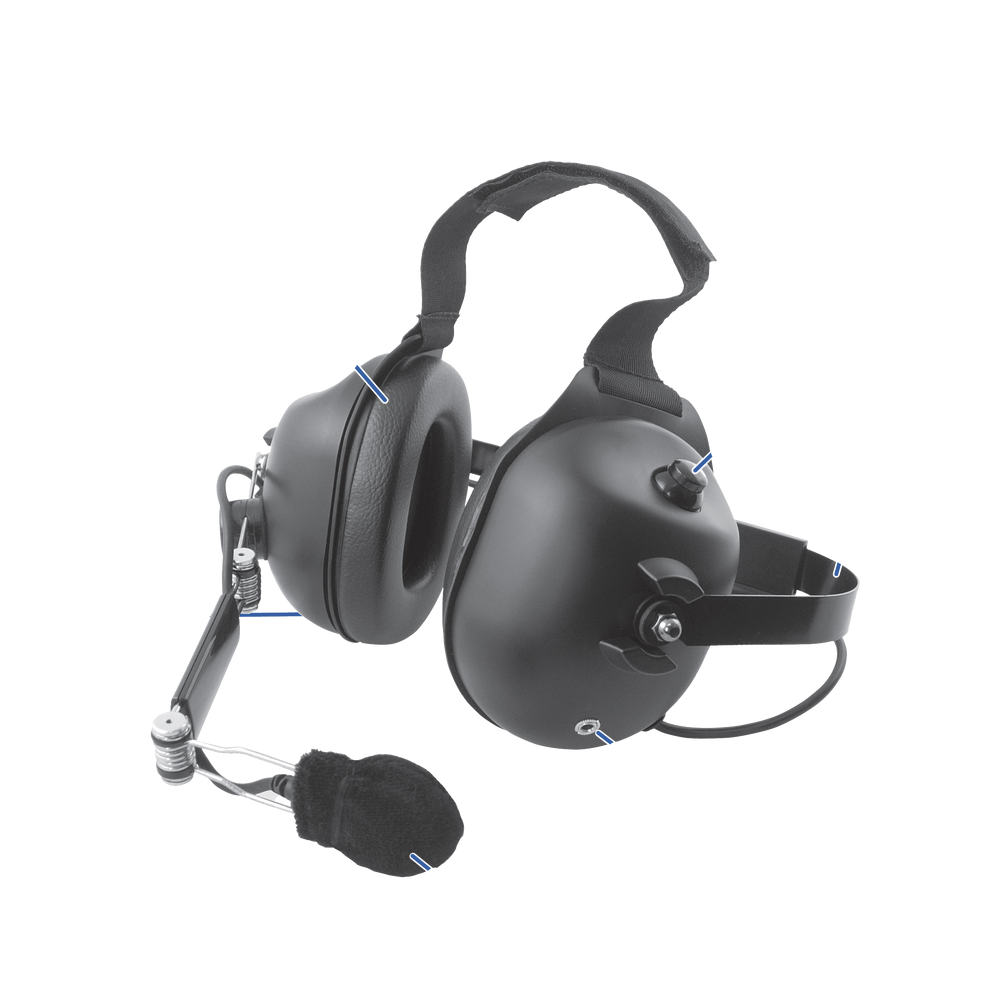 PRYME HDSEMB Dual Earmuff Headset: Racing style dual-muff he