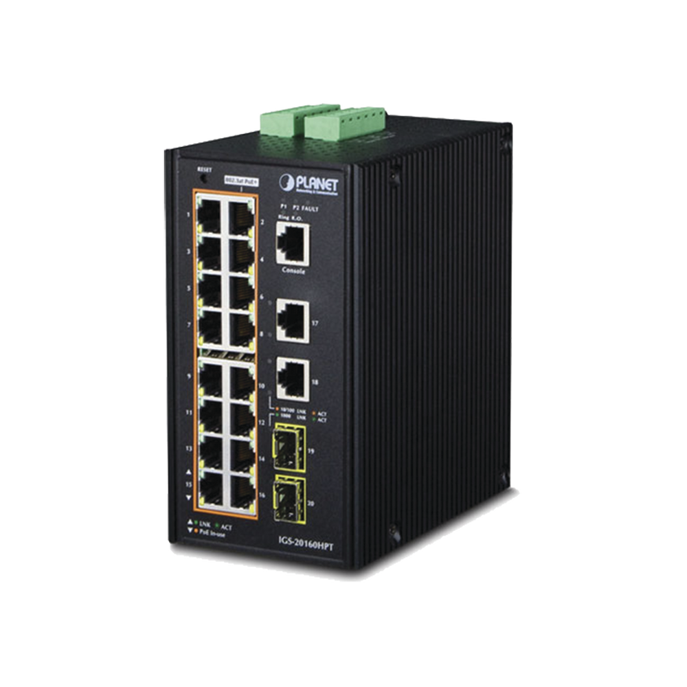 PLANET IGS20160HPT Industrial Managed Switch 16-Port 10/100/