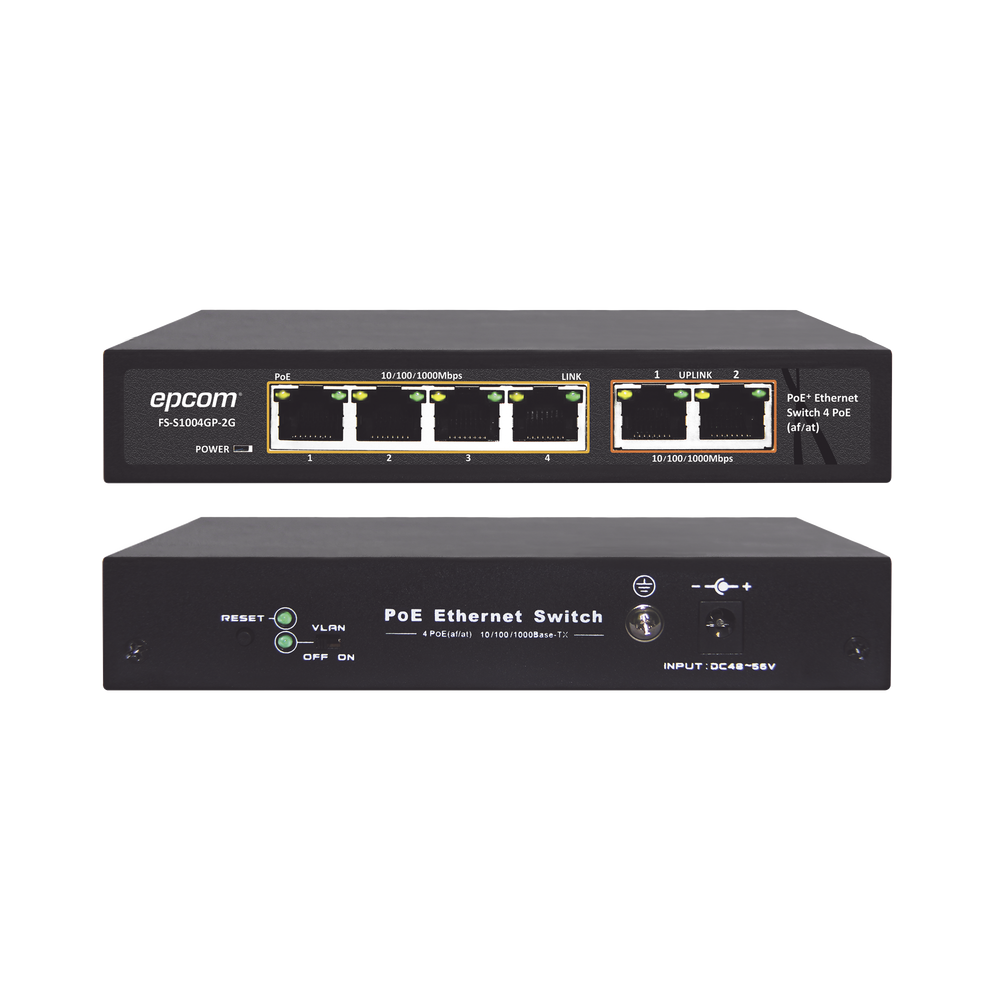 EPCOM TITANIUM ET1004GP2G PoE Switch / 100 Meters PoE / 4 po