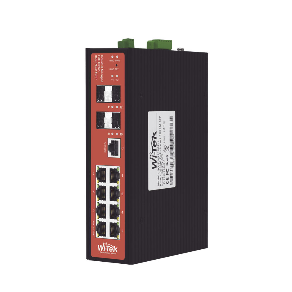 WI-TEK WIPMS312GFIV2 Managed Industrial PoE Switch Ports 1-2