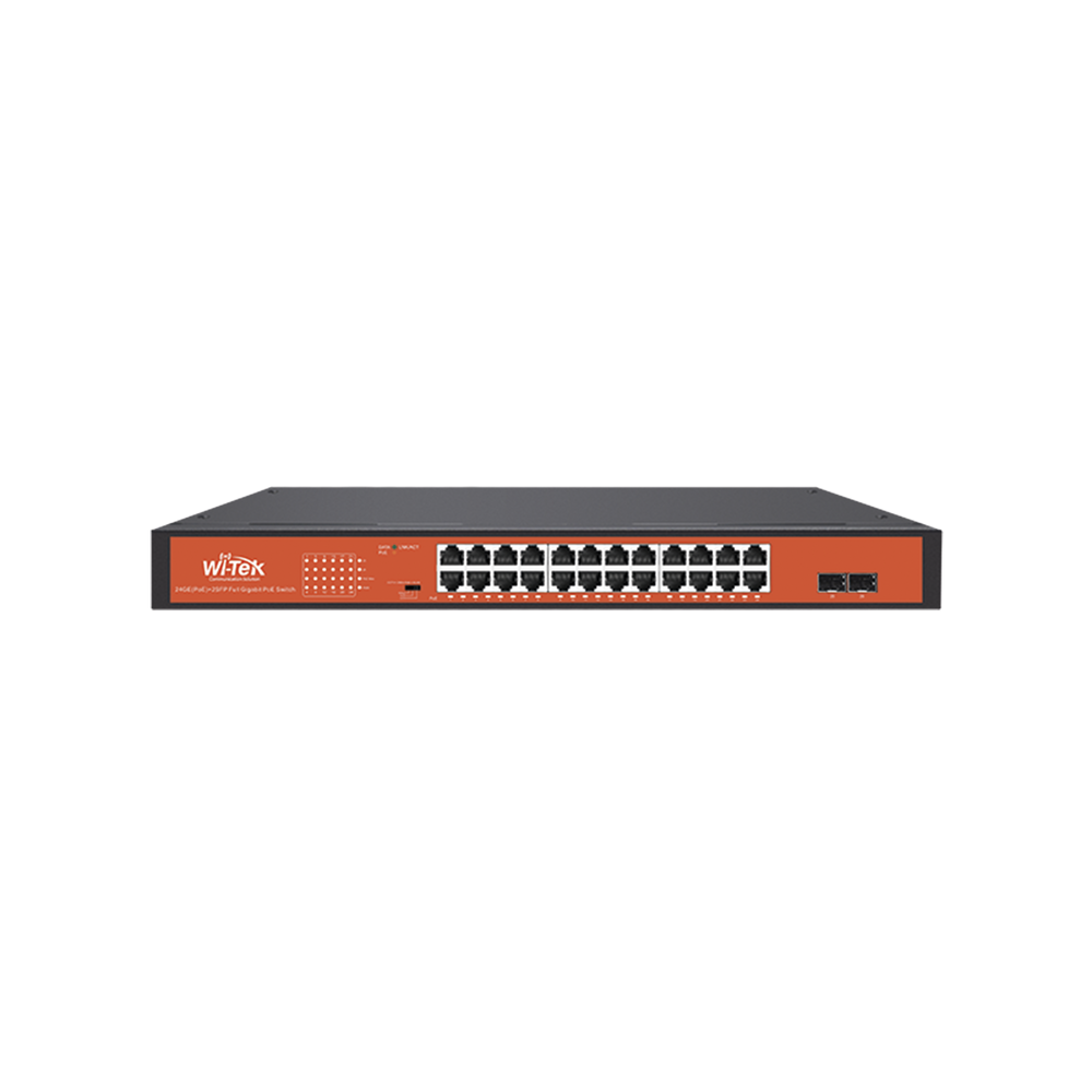 WI-TEK WIPS326GFH 24-ports Gigabit PoE 250m switch 2 SFP 250