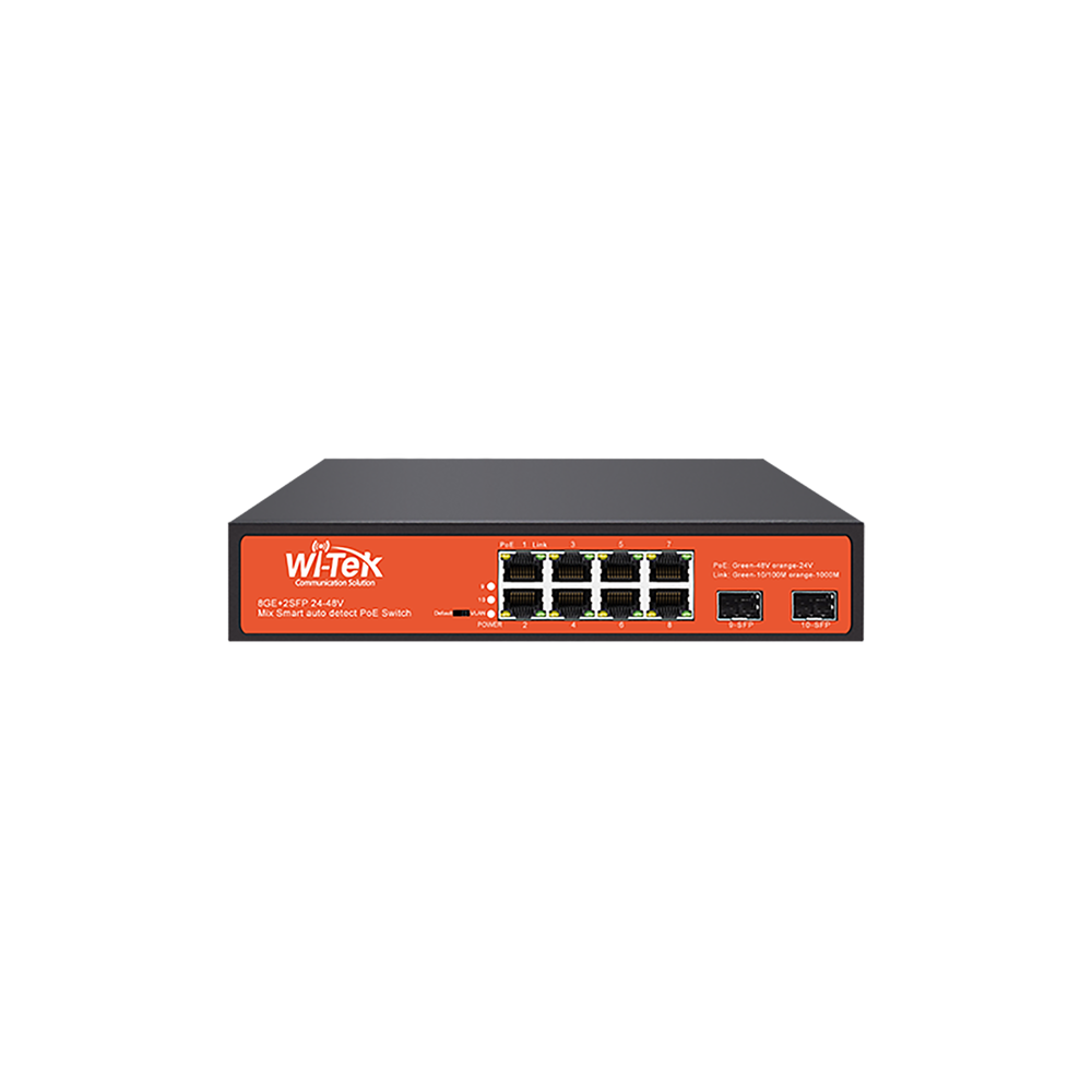 WI-TEK WIPCES310GF 8-Port PoE Switch 8 PoE and 2 SFP Ports S