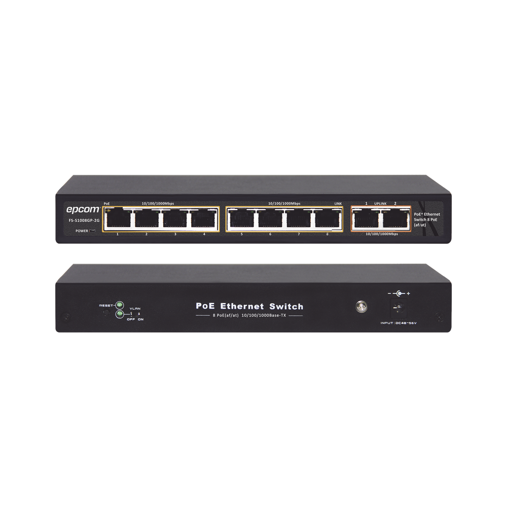 EPCOM TITANIUM ET1008GP2G 100 Meters PoE / 8 ports 802.3af /