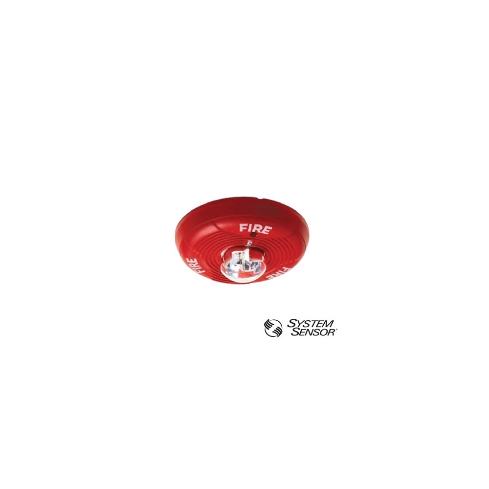 SYSTEM SENSOR SSPC2R Red two-wire ceiling-mount horn strobe