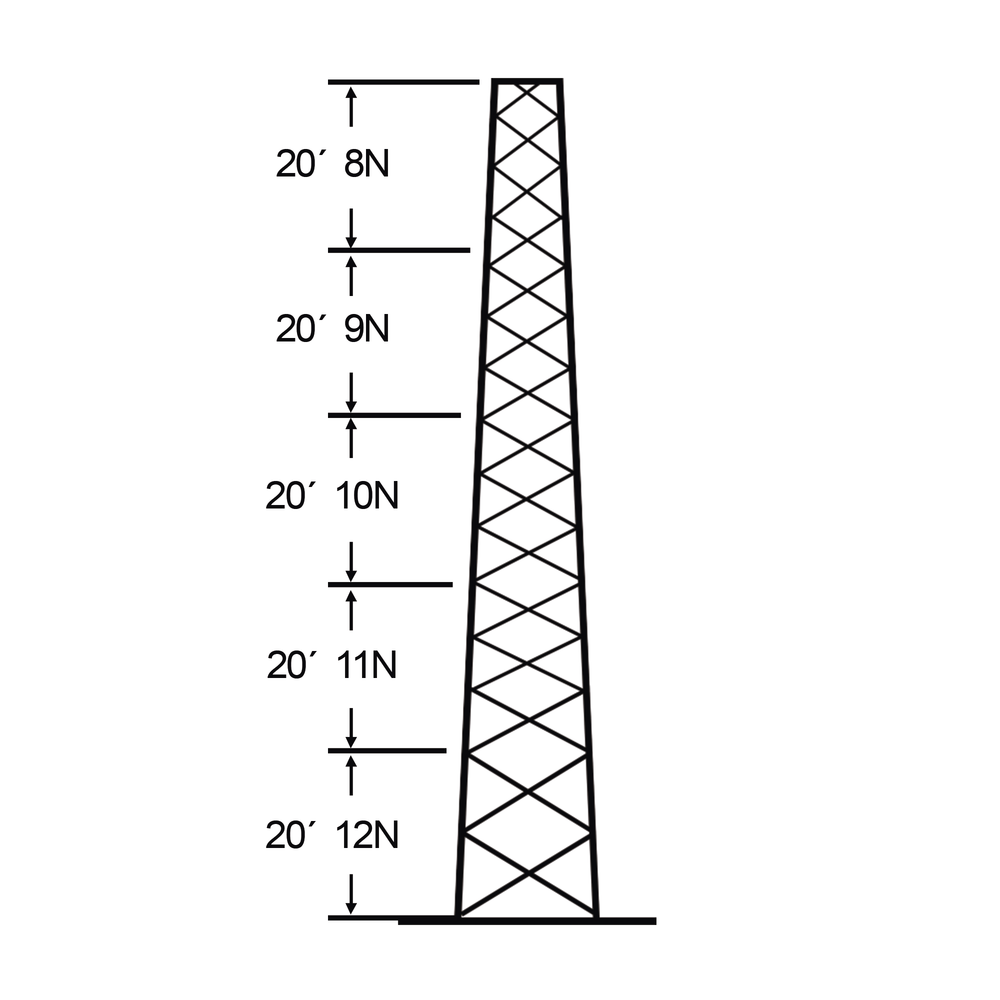 ROHN SSV30M128 Torre Autosoportada Robusta de 30 m. Con 5 m