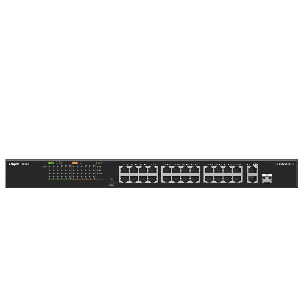 REYEE RGES126FGSLPUS 24-Port 10/100 Mbps With 2-Port Gigabit